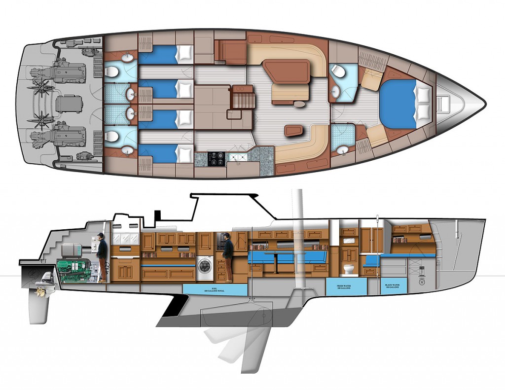 58 Expedition Motor Sailor from Ted Hood Yacht Design